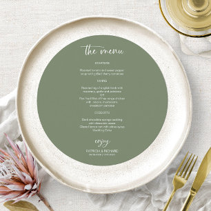 Cartões de Menu de Círculo de Casamento Verde Safi