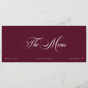 Cartões de Menu de Convidados de Casamento em Marf
