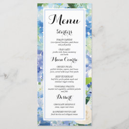 Cartões de Menu de Hortênsia Floral Azul