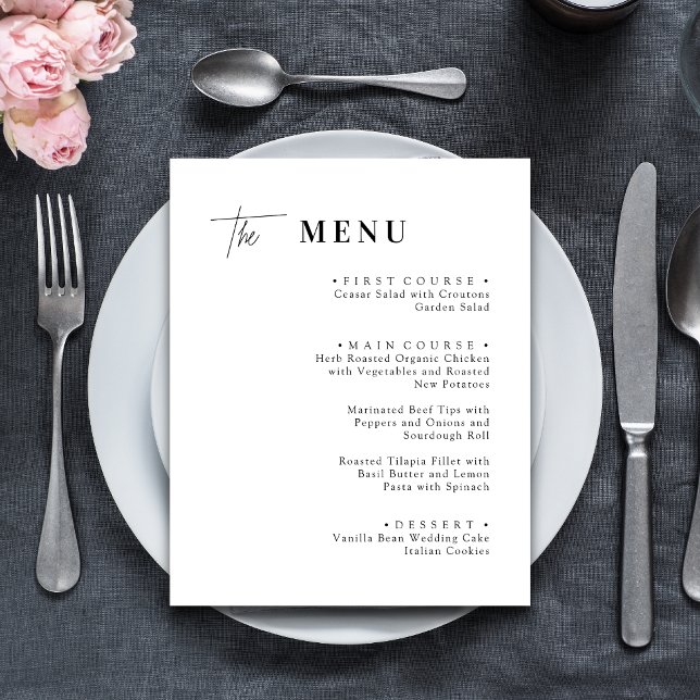Cartões de Menu de Jantar de Casamento Preto e Bra (Criador carregado)