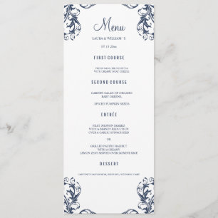 Cartões de menu de Janto de casamento   Estilo do 
