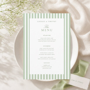 Cartões de Menu de Mesa de Casamento Clássico Verd