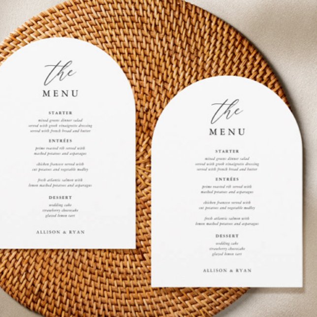 Cartões de Menu de Mesa de Casamento Elegantes 5x7 (Criador carregado)