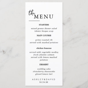 Cartões de Menu de Mesa de Casamento Elegantes Men