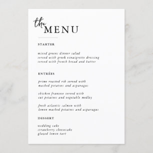 Cartões de Menu de Mesa de Casamento Elegantes Men