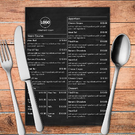 Cartões de Menu de Mesa de Restaurante de Lousa Pr