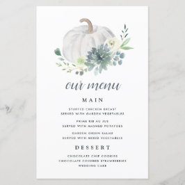 Cartões de menu de queda elegantes de abóbora bran