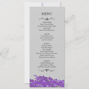 Cartões de menu de recepção de casamento
