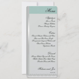 Cartões de Menu de Recepção de Casamento com Bloco
