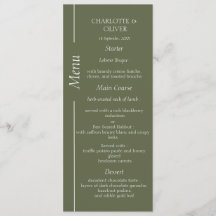 Cartões de Menu de Recepção de Casamento Elegantes