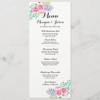 Cartões de Menu de Recepção de Casamento Florais E