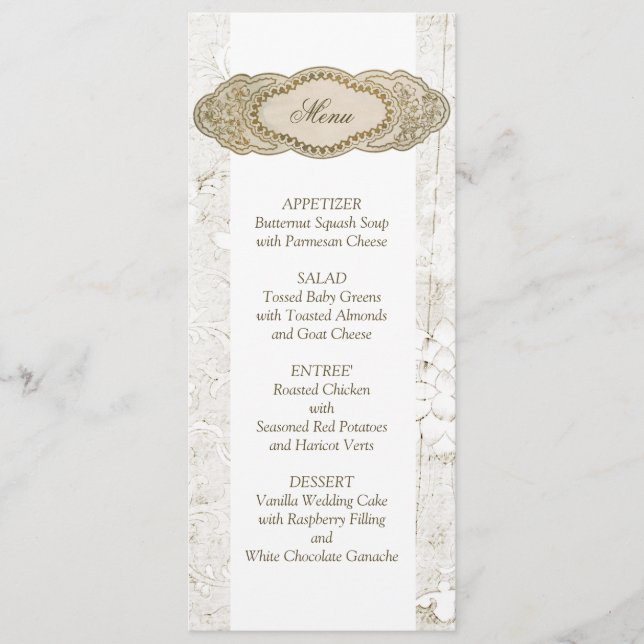 Cartões de Menu de Recepção de Casamento Floral Vi (Frente)