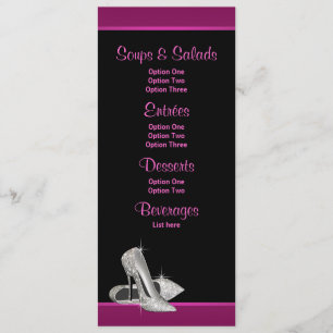 Cartões de Menu de Saltos Altos Brilhantes Rosa Qu