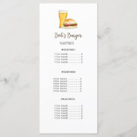 Cartões de menu do Burger Restaurant/ Comida camin