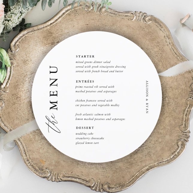 Cartões de Menu do Círculo de Mesa de Casamento El (Criador carregado)