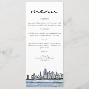 Cartões de menu do Skyline Chicago
