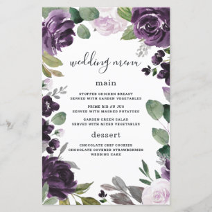 Cartões de Menu Floral Elegante Prateado