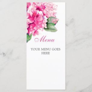 Cartões de menu Floral Fuschia de Aquarela
