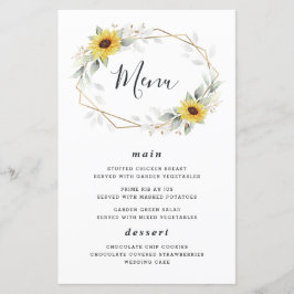 Cartões de Menu Geométricos de Casamento de Girass