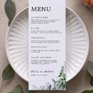 Cartões de Menu Greenery Wedding Modelo