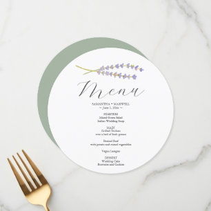 Cartões de menu impressos para Lavanda de casament
