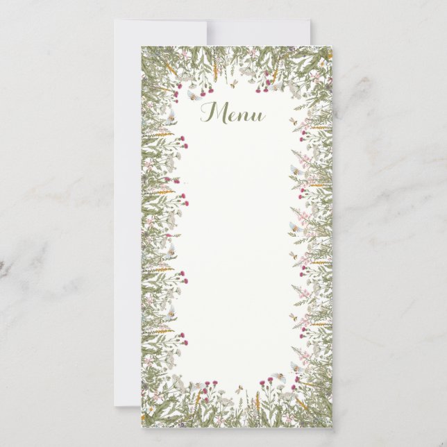 Cartões de menu inspirados no Rosh Hashana Floral (Frente)