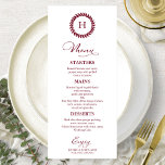Cartões de Menu Monograma Casado Borgonha<br><div class="desc">Um simples cartão de casamento de caligrafia. Eu ofereço um serviço de personalização gratuito,  se você tiver perguntas ou solicitações especiais,  por favor,  sinta-se à vontade para me contactar.</div>