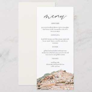 Cartões de menu para casamentos com cores aquáti