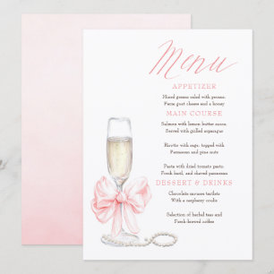 Cartões de Menu Pérolas e Prosecco Capricho Chic