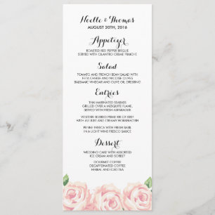 Cartões de menu Rosas de natação Vintage