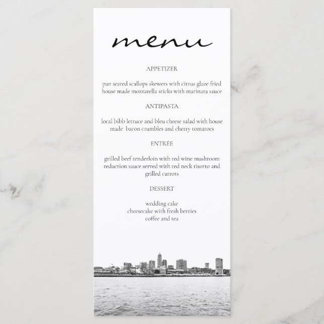 Cartões de Menu Simples da Silhueta de Cleveland (Frente)