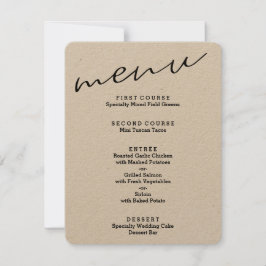 Cartões de Menu Simples de Papel Kraft Rústico