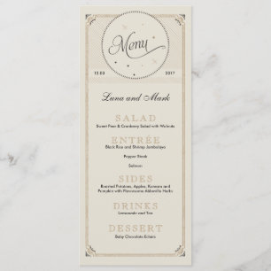 Cartões de menu Vintage Black and Dourado Night Sk