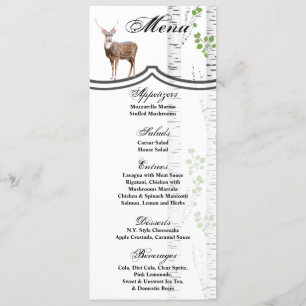 Cartões de Menus 4x9.25 Cards Deer Doe Buck Woodla
