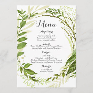 Cartões de Menus de Casamento Verde, Verde Russo