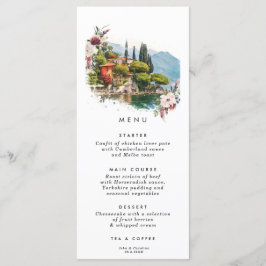 Cartões de menus florais do Lago Como Itália