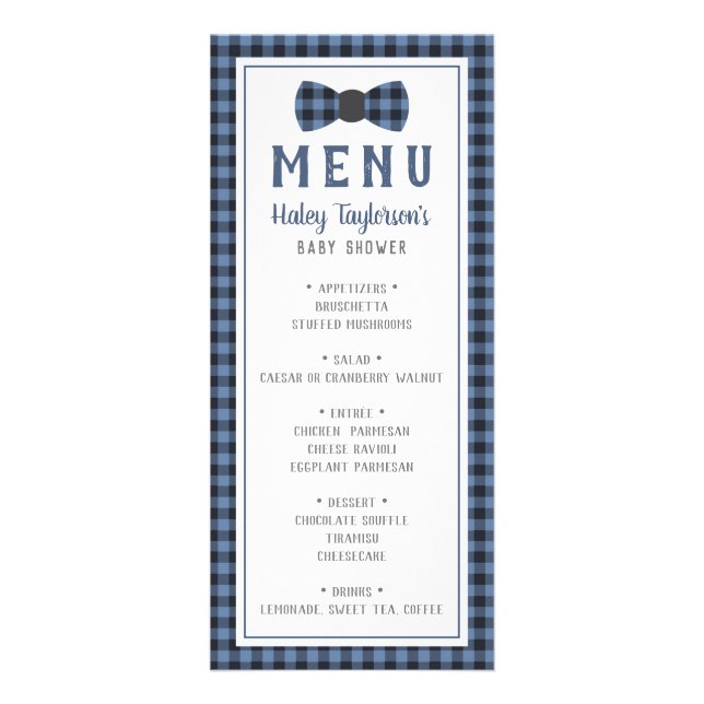 Cartões de Menus Pequenos, Chá de fraldas (Frente)