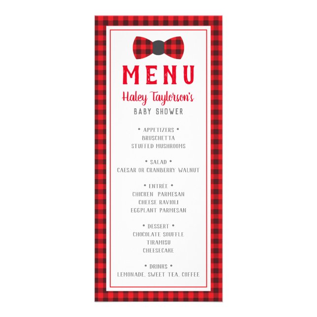 Cartões de Menus Pequenos, Chá de fraldas (Frente)