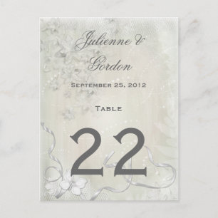 Cartões de Mesa 2 Branco de Vintage no Floral Bran