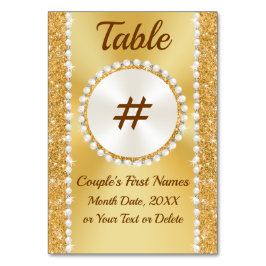 Cartões de Mesa com Número Dourado, Aniversário de