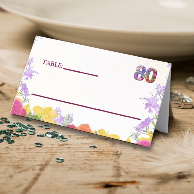 Cartões de mesa de aniversário de 80 Floral 80 fes (Criador carregado)
