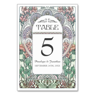 Cartões de Mesa de Casamento Art Nouveau (Set #3)