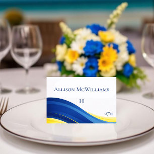 Cartões de Mesa de Casamento Azul e Amarelo Ícone 
