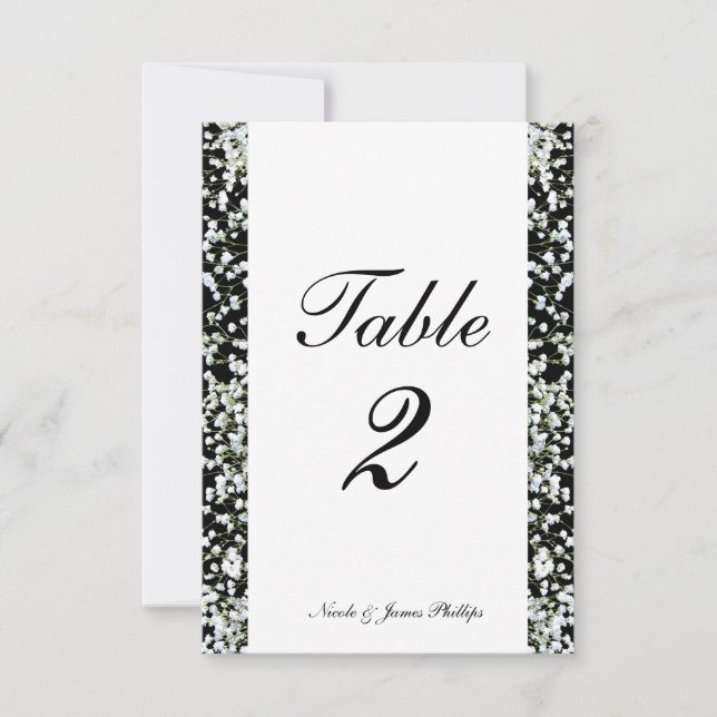 Cartões de Mesa de Casamento Black & White Babys B (Frente)