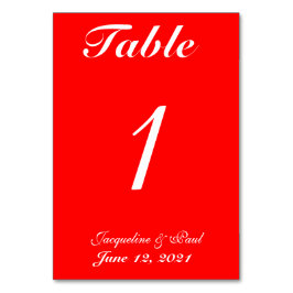 Cartões de Mesa de Casamento Branco Vermelho Brilh