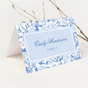 Cartões de Mesa de Casamento Clássico Azul Chinois