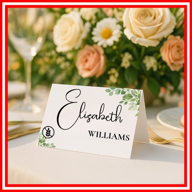 Cartões de Mesa de Casamento com Menu Sem Glúten e (Criador carregado)