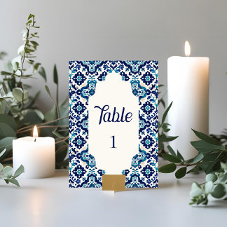 Cartões de Mesa de Casamento de Azulejo Azul do Me