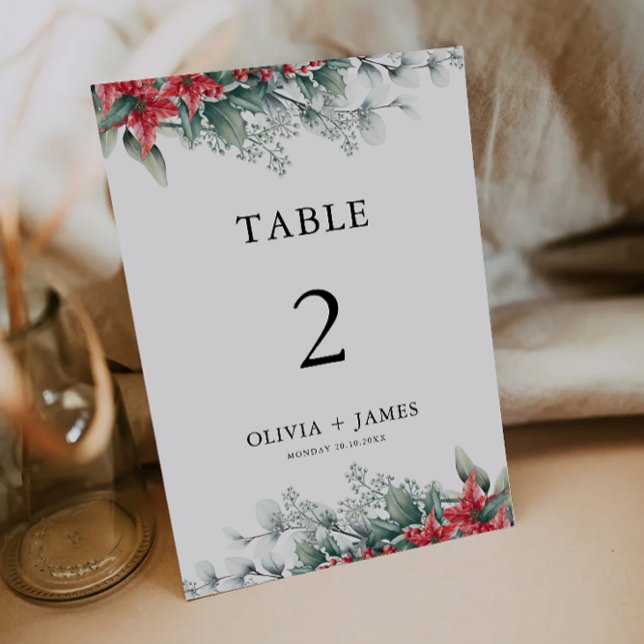 Cartões de Mesa de Casamento de Natal Modelo (Christmas Wedding Table Cards Template)
