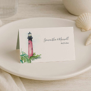 Cartões de Mesa de Casamento de Praia de Farol